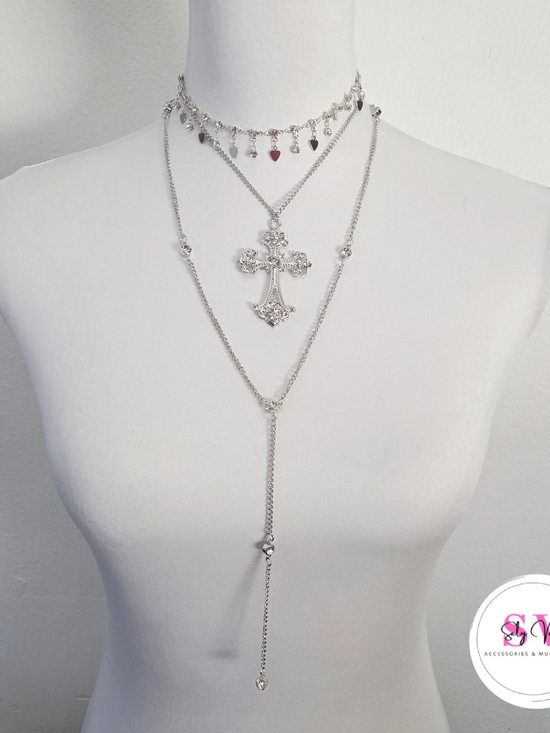 Jewelry - Silver Layered Cross Pendant Necklace